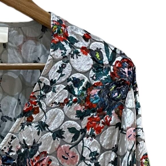 Maeve Umi Wrap Blouse Top Velvet Burnout Floral Kimono Sleeves Size XSmall - Picture 7 of 13